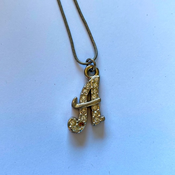 Silver Rhinestone “A” necklace - Picture 1 of 2